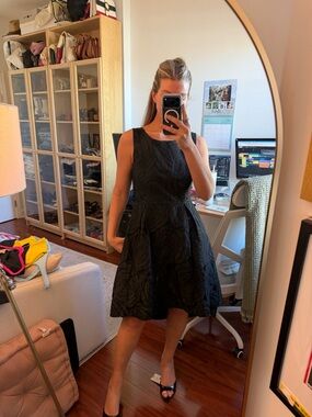 Black Asymmetrical rosette dress